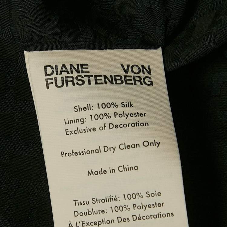 Pre Owned Diane Von Furstenberg Multicolor Printed Silk Blazer L