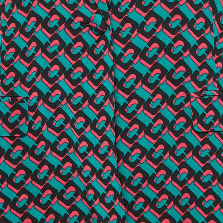 Pre Owned Diane Von Furstenberg Multicolor Printed Silk Blazer L