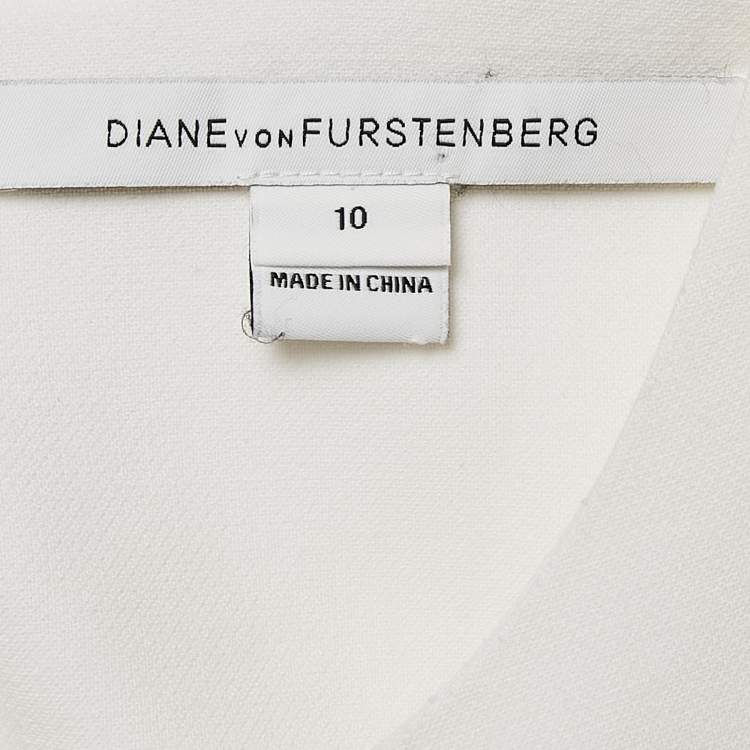 Pre Owned Diane Von Furstenberg White Jersey Sleeveless Carrie Dress L