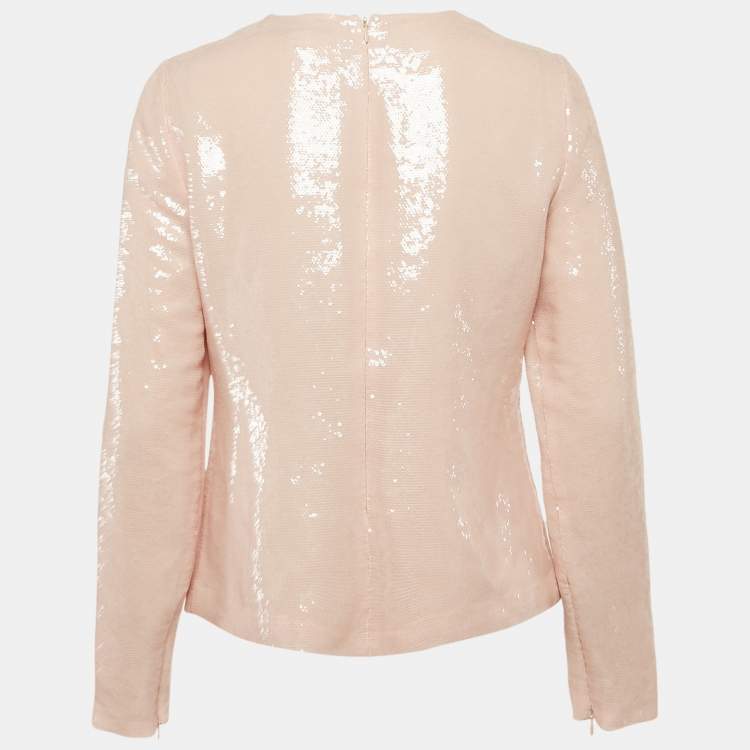 Pre Owned Diane Von Furstenberg Pink Sequin Crepe Menaro Top M