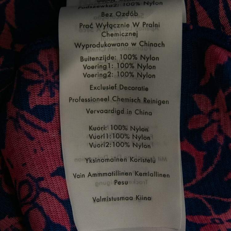 Pre Owned Diane Von Furstenberg Pink/Blue Floral Print Jersey Ruched Dress S