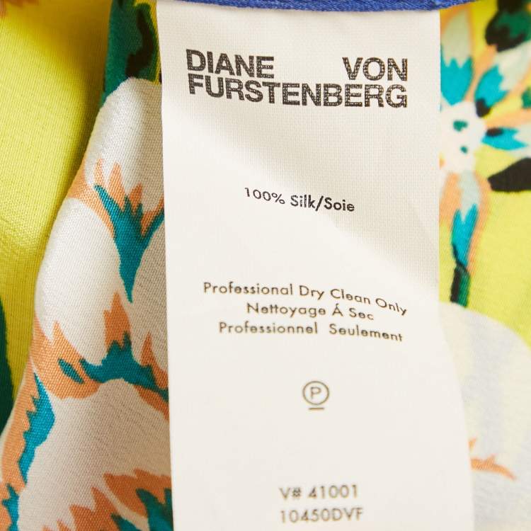 Pre Owned Diane Von Furstenberg Yellow Floral Print Silk Maxi Dress S