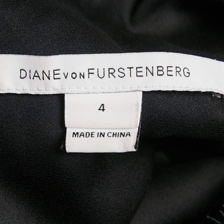 Pre Owned Diane Von Furstenberg Black Lace Long Sleeve Maxi Dress S