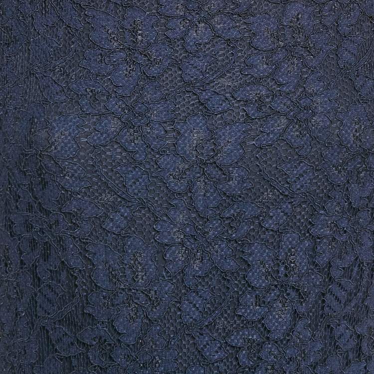 Pre Owned Diane Von Furstenberg Navy Blue Lace Short Zarita Dress M