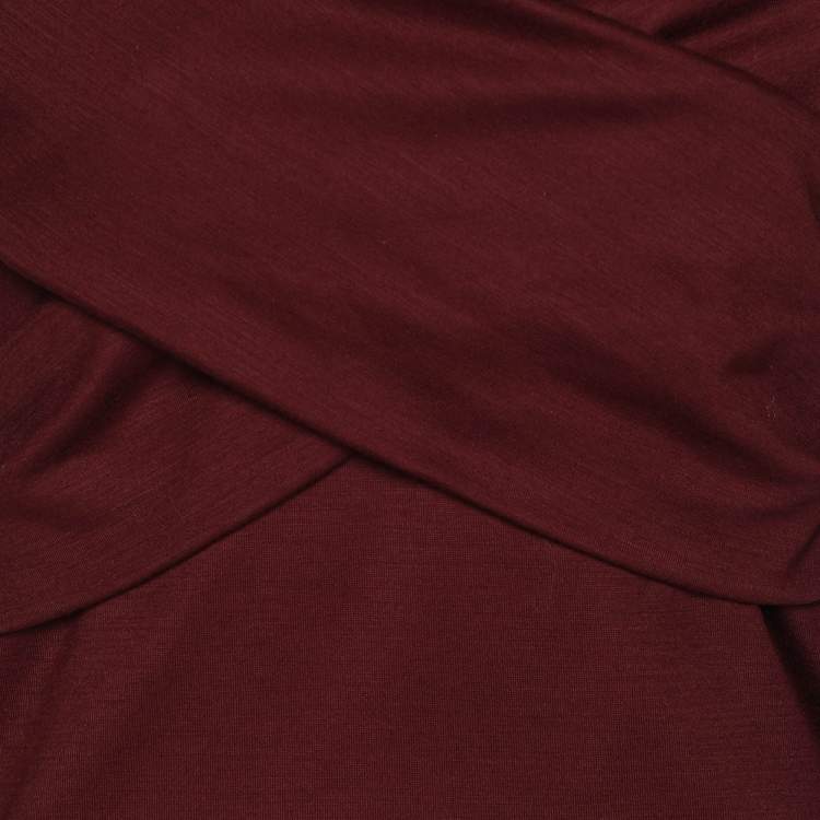 Pre Owned Diane Von Furstenberg Burgundy Wool Blend Bodycon Dress M