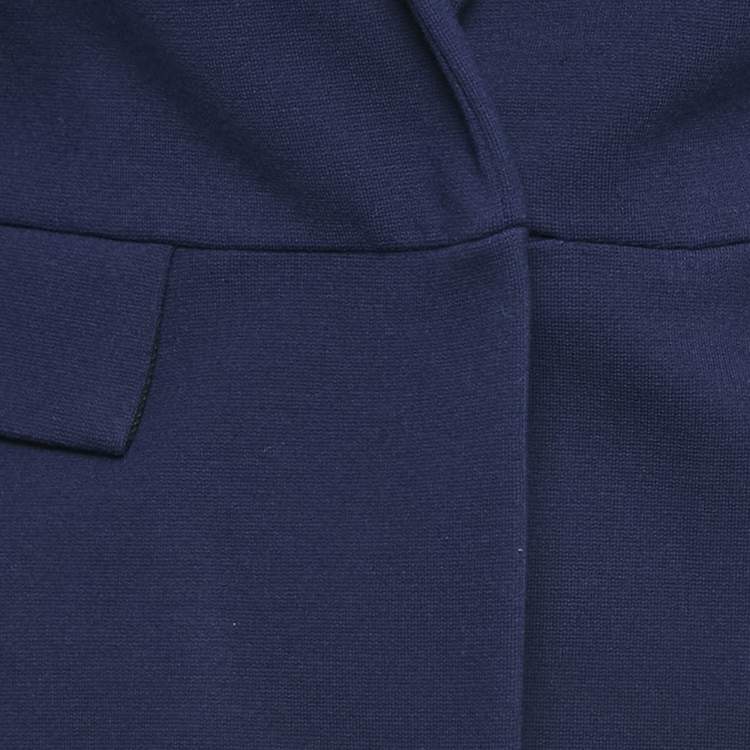 Pre Owned Diane Von Furstenberg Blue Knit Single Breasted Reiko Blazer M