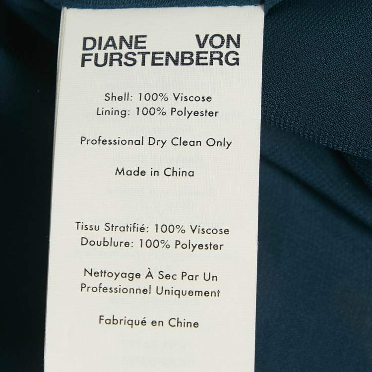 Pre Owned Diane Von Furstenberg Multicolor Satin Printed Button Front Midi Dress L