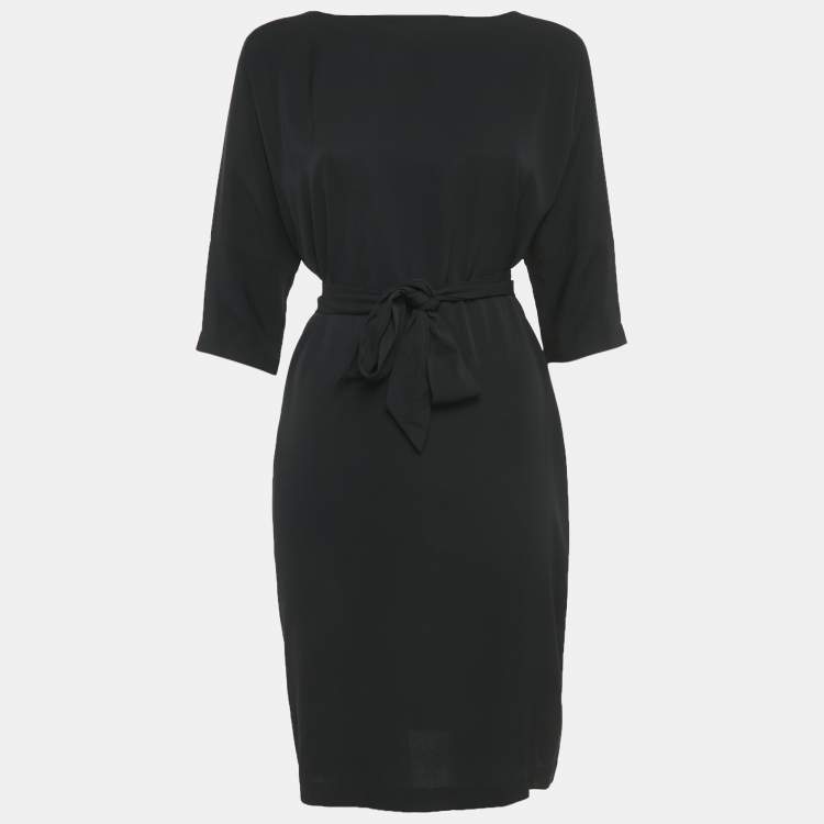 مملوكة مسبقًا Diane Von Furstenberg Black Silk Midi Dress M
