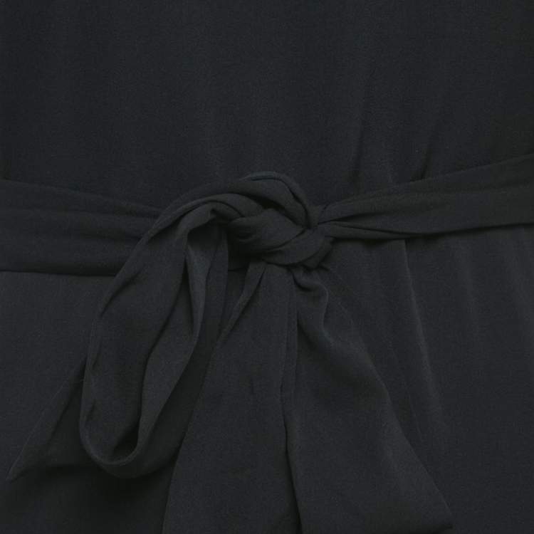 مملوكة مسبقًا Diane Von Furstenberg Black Silk Midi Dress M