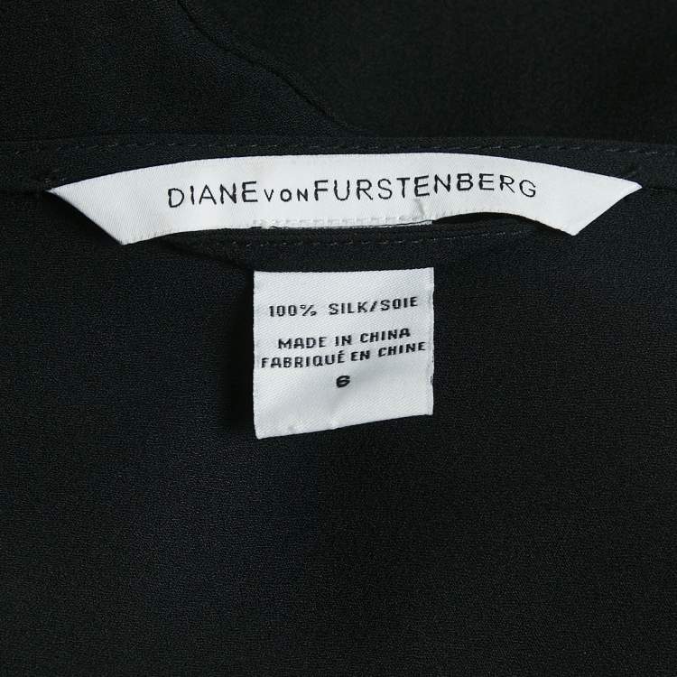 مملوكة مسبقًا Diane Von Furstenberg Black Silk Midi Dress M