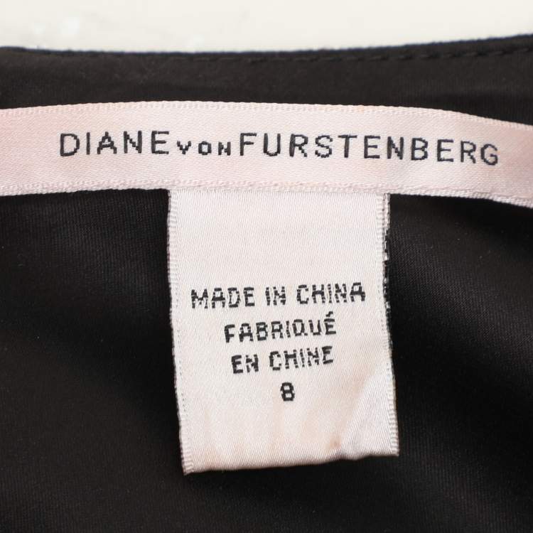 Pre Owned Diane Von Furstenberg Black Jersey Dress M
