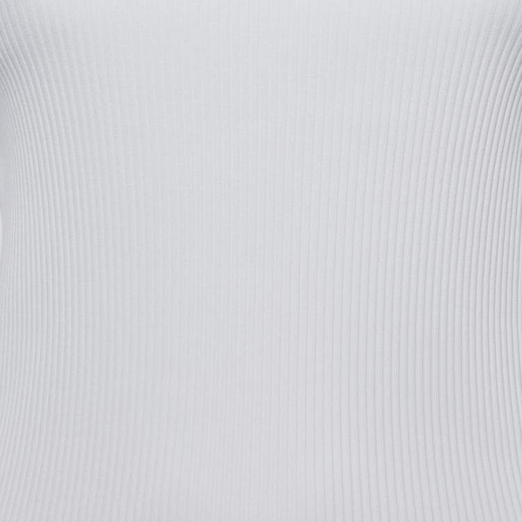Pre Owned Diane Von Furstenberg White Rib Knit T-Shirt S