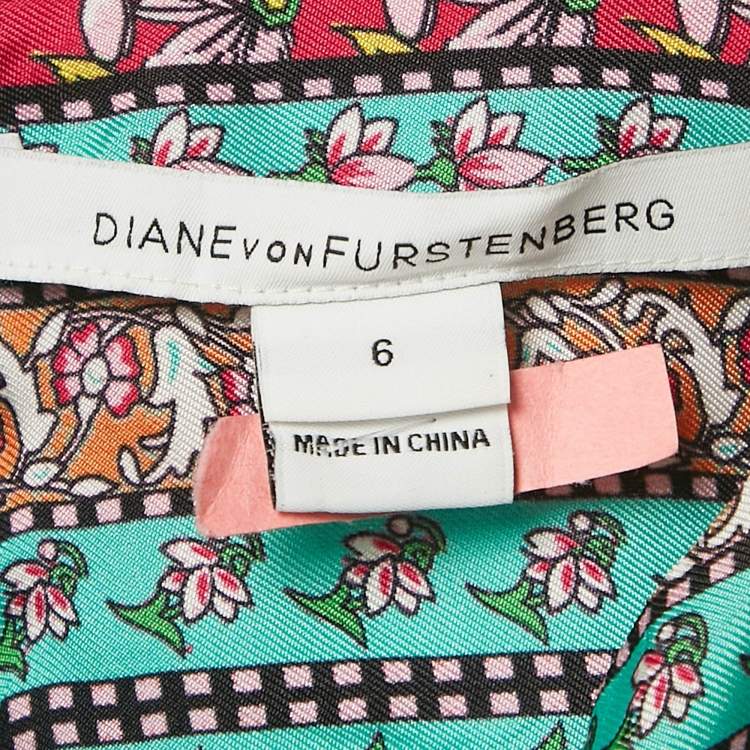 Pre Owned Diane Von Furstenberg Pink/Blue Floral Print Silk Jalessa Jumpsuit M
