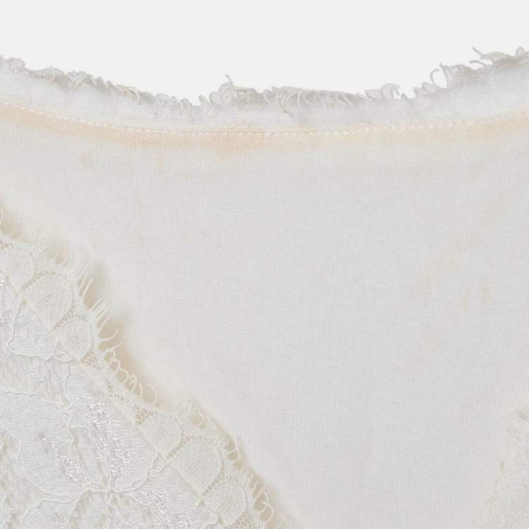 Pre Owned Diane Von Furstenberg White Lace Mini Dress M