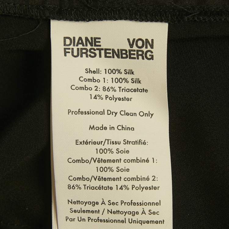 Pre Owned Diane Von Furstenberg Black Floral Print Silk Jumpsuit M