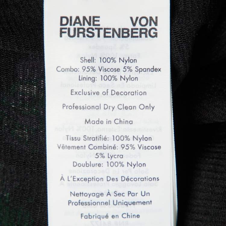 Pre Owned Diane Von Furstenberg Black Floral Print Jersey & Mesh Leia Midi Dress S