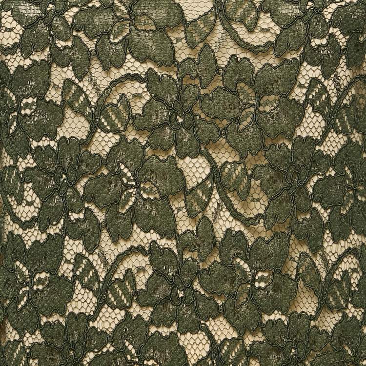Pre Owned Diane Von Furstenberg Green Corded Lace Elisa Dress M