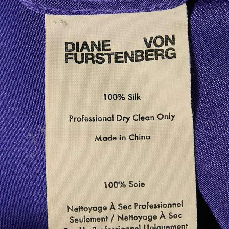 Pre Owned Diane Von Furstenberg Purple Button Front Belted Midi Shirt Dress S