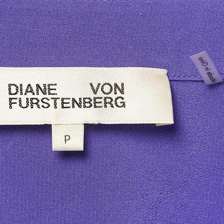 Pre Owned Diane Von Furstenberg Purple Button Front Belted Midi Shirt Dress S