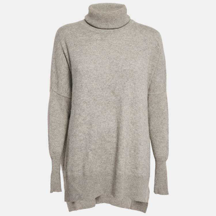Pre Owned Diane Von Furstenberg Grey Cashmere Turtle Neck Sweater M/L