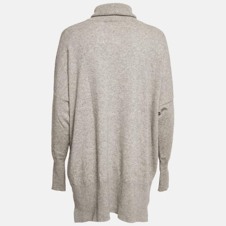 Pre Owned Diane Von Furstenberg Grey Cashmere Turtle Neck Sweater M/L
