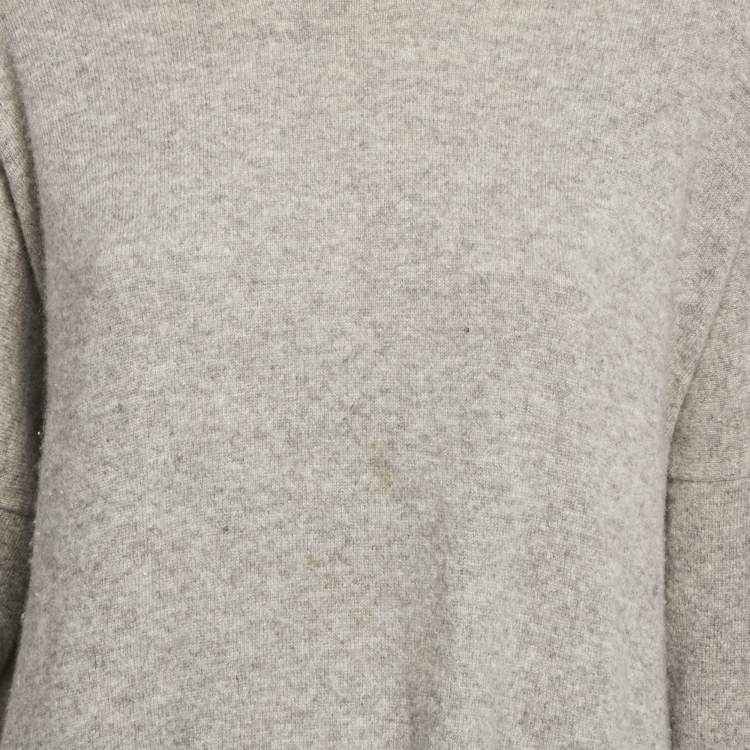 Pre Owned Diane Von Furstenberg Grey Cashmere Turtle Neck Sweater M/L