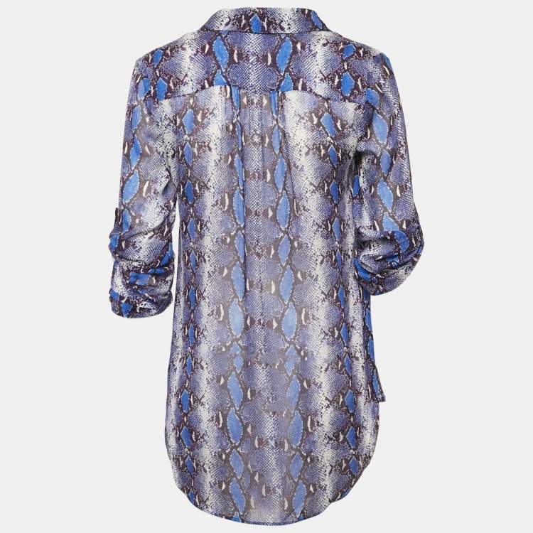 Pre Owned Diane Von Furstenberg Purple Printed Silk Button Front Shirt S