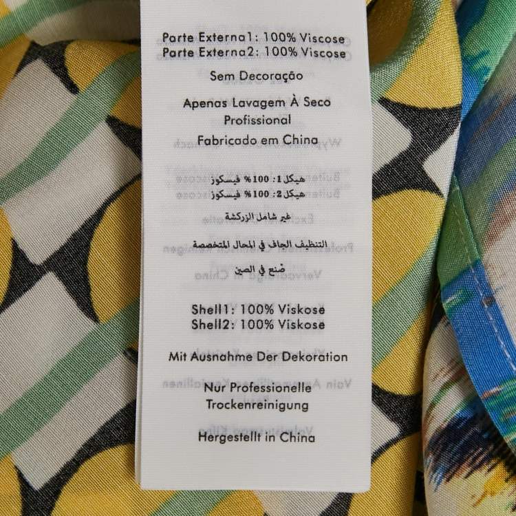 Pre Owned Diane Von Furstenberg Yellow Printed Crepe Belted Midi Dress L