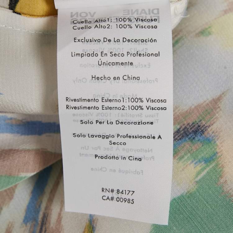 Pre Owned Diane Von Furstenberg Yellow Printed Crepe Belted Midi Dress L