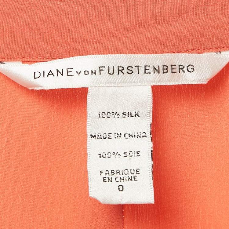 Pre Owned Diane Von Furstenberg Peach Pink Silk Eris Top XS