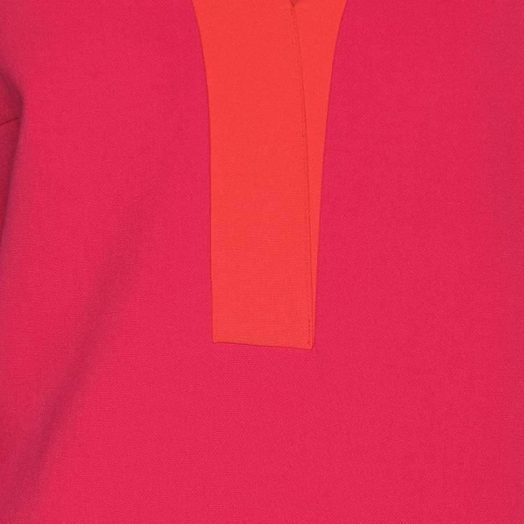 Pre Owned Diane Von Furstenberg Pink Colorblock Crepe Shift Dress L