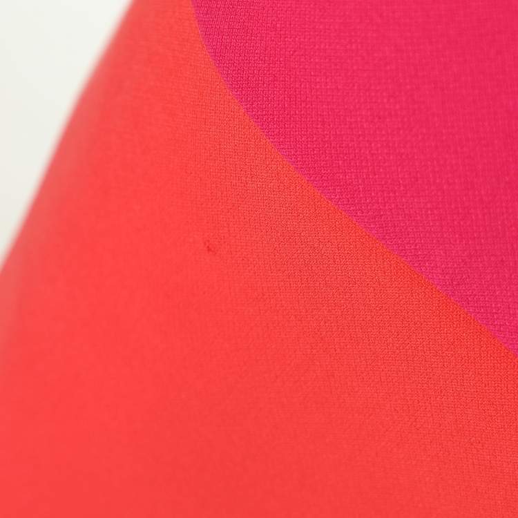 Pre Owned Diane Von Furstenberg Pink Colorblock Crepe Shift Dress L