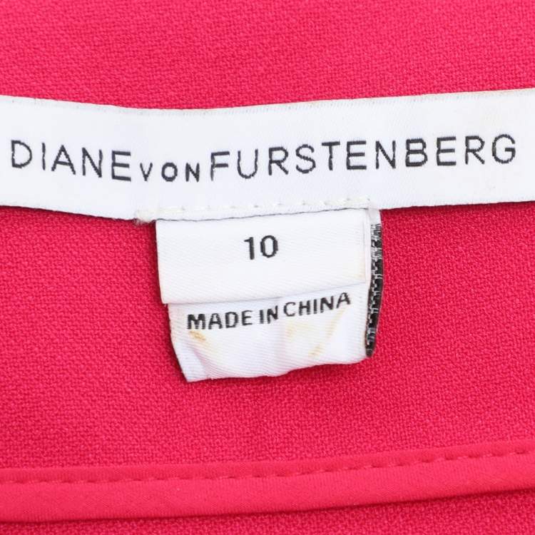 Pre Owned Diane Von Furstenberg Pink Colorblock Crepe Shift Dress L