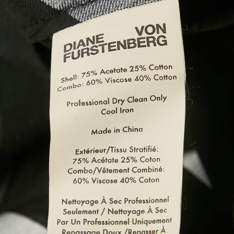 Pre Owned Diane Von Furstenberg Black Striped Jacquard Crepe Maxi Skirt L
