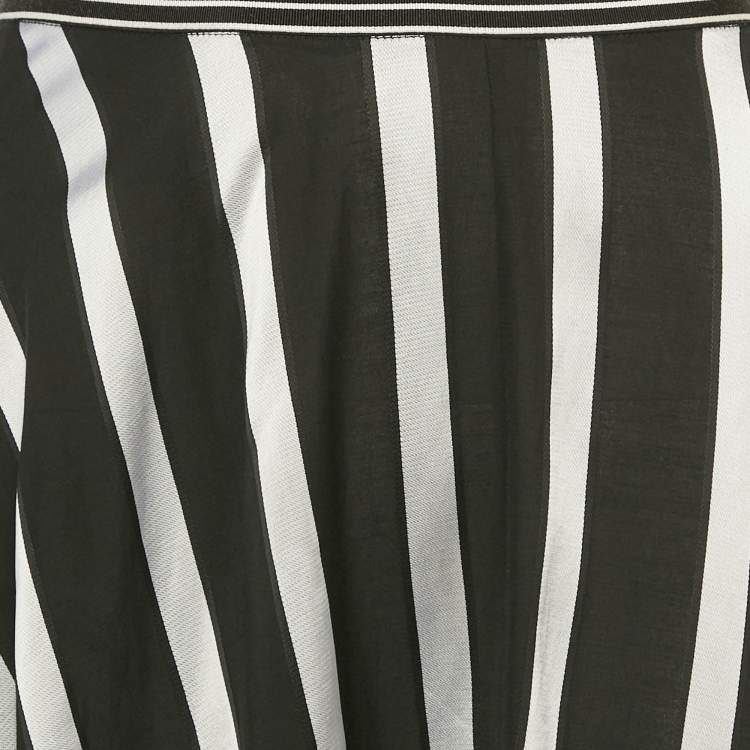 Pre Owned Diane Von Furstenberg Black Striped Jacquard Crepe Maxi Skirt L
