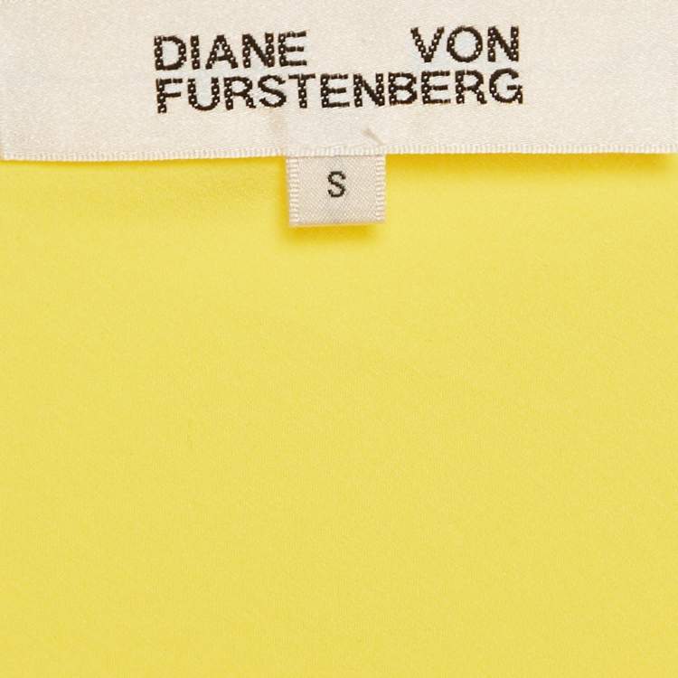 Pre Owned Diane von Furstenberg Yellow Floral Print Silk Long Dress S