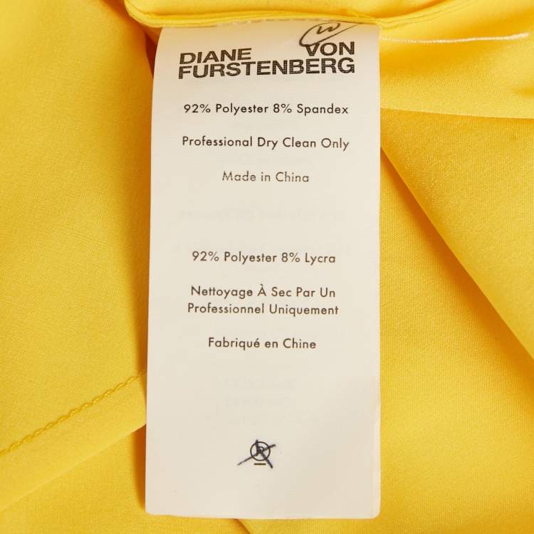 Pre Owned Diane von Furstenberg Yellow Floral Print Silk Long Dress S