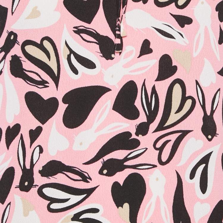 Pre Owned Diane Von Furstenberg Pink Printed Crepe Mini Dress M