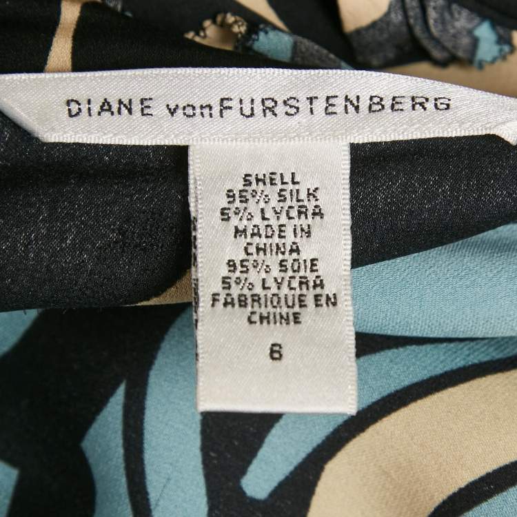 Pre Owned Diane Von Furstenberg Multicolor Printed Silk Shift Dress M