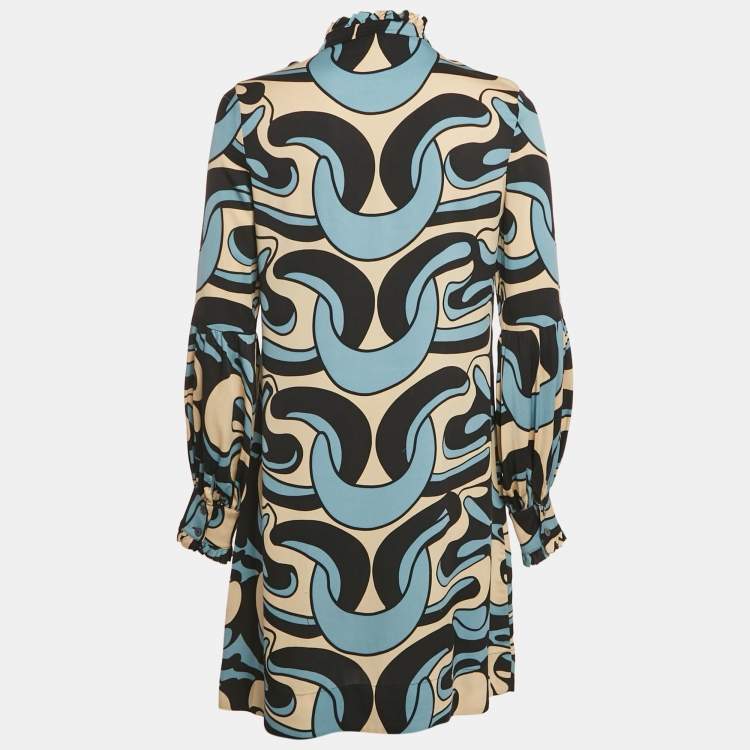 Pre Owned Diane Von Furstenberg Multicolor Printed Silk Shift Dress M