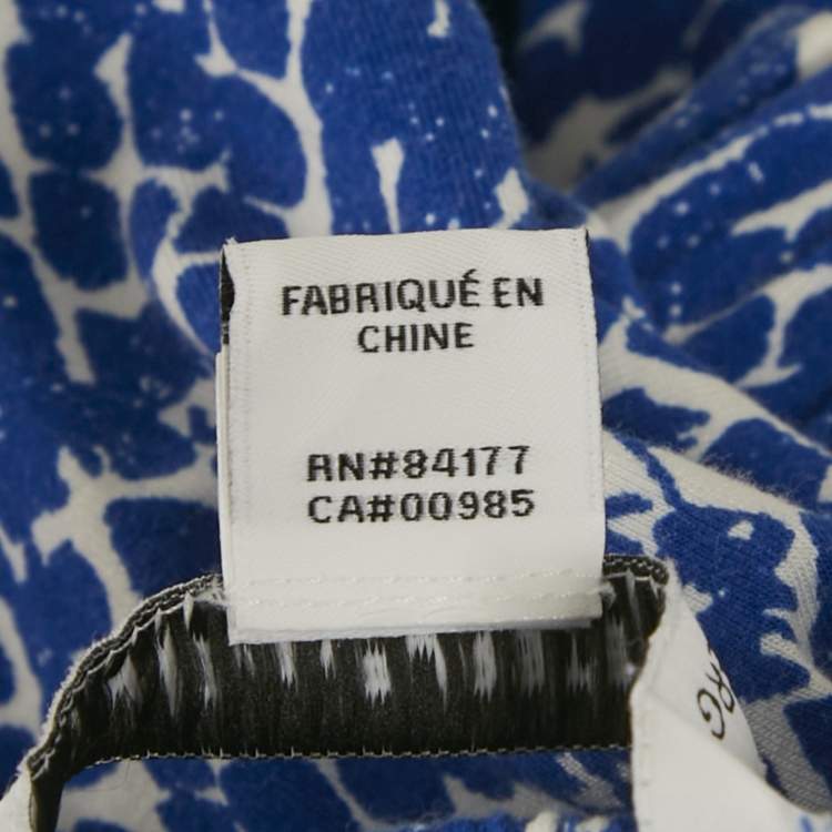 Pre Owned Diane Von Furstenberg Blue Printed Off-Shoulder Jumpsuit XL