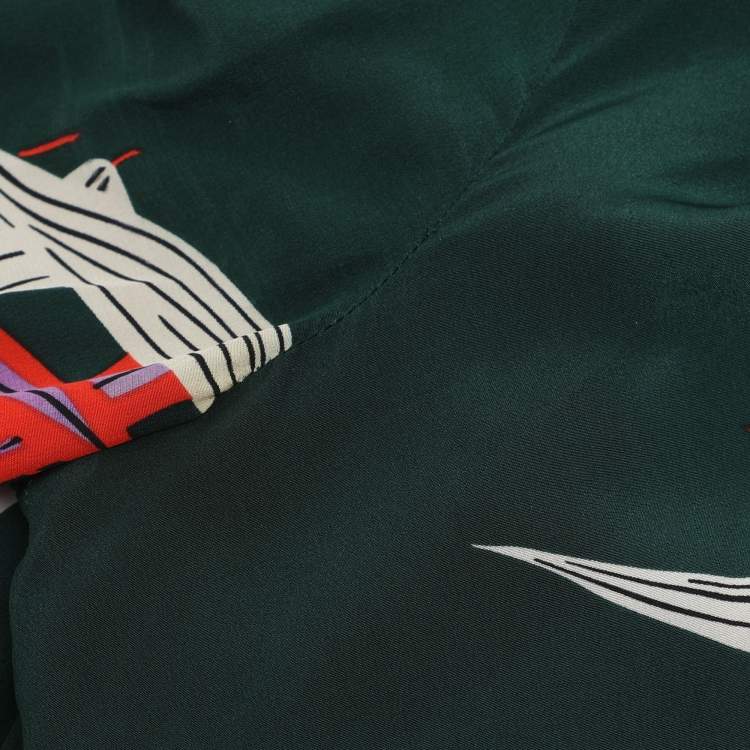 Pre Owned Diane Von Furstenberg Green Printed Silk Dress S