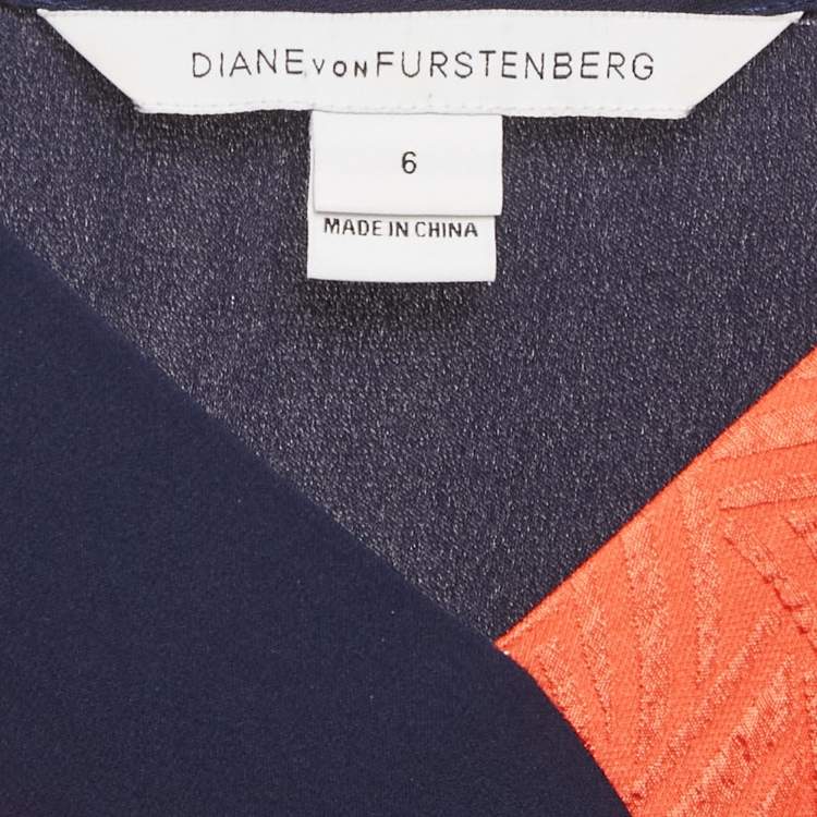 Pre Owned Diane Von Furstenberg Multicolor Textured Silk Frederica Midi Dress M