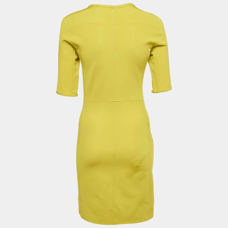 Pre Owned Diane Von Furstenberg Acid Yellow Jersey Oka Sheath Dress M