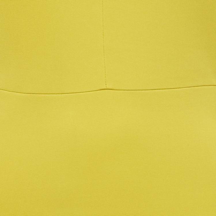 Pre Owned Diane Von Furstenberg Acid Yellow Jersey Oka Sheath Dress M