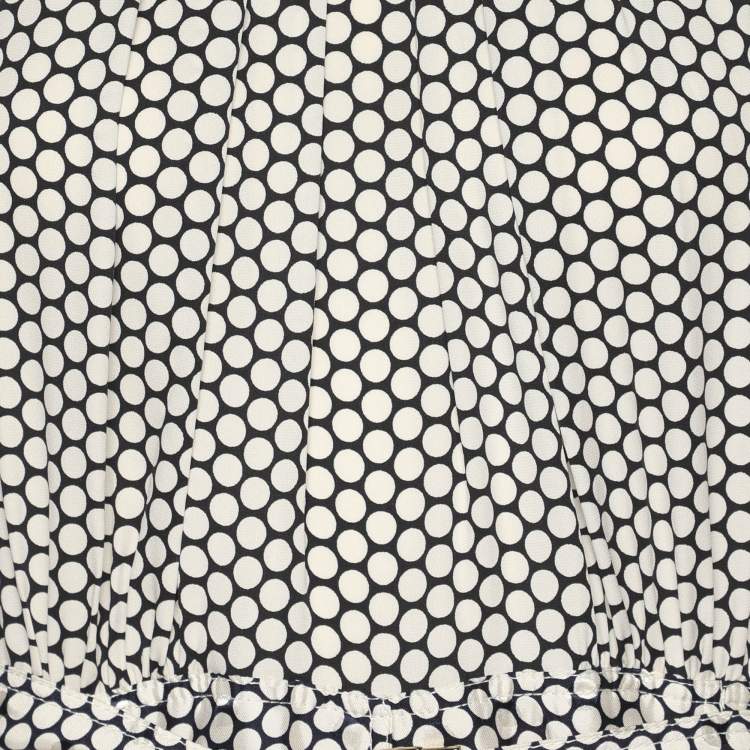 Pre Owned Diane Von Furstenberg White/Black Dot Print Stretch Silk Belted Maxi Dress XL