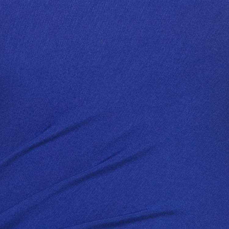 Pre Owned Diane Von Furstenberg Blue Knit Pleat Detail Lali Mini Dress XS
