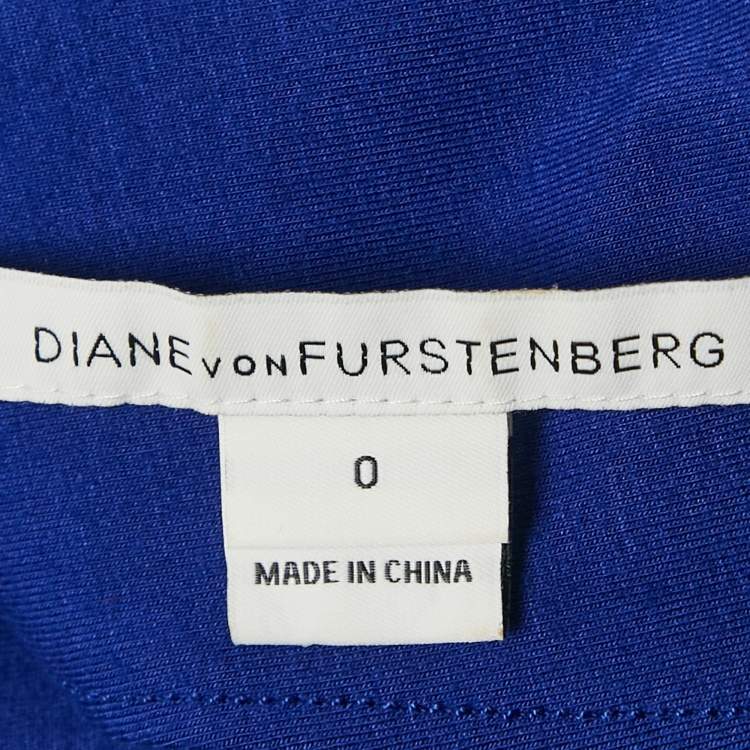 Pre Owned Diane Von Furstenberg Blue Knit Pleat Detail Lali Mini Dress XS