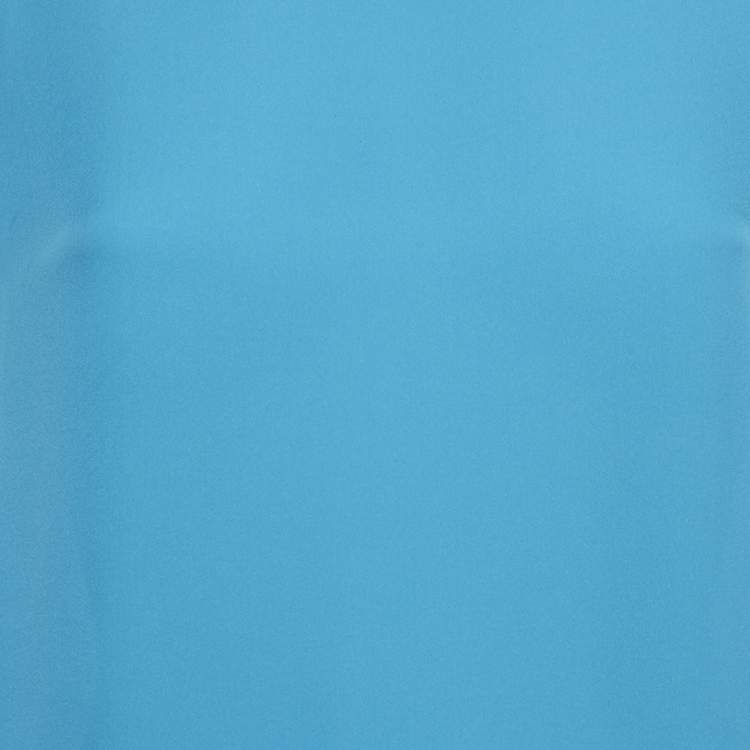 Pre Owned Diane Von Furstenberg Blue Silk Short Sleeve Maggy Top S