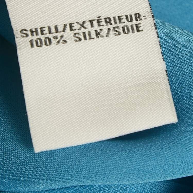 Pre Owned Diane Von Furstenberg Blue Silk Short Sleeve Maggy Top S